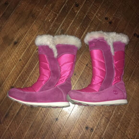 Timberland pink & purple tall quilted fleece lined boots - Picture 2 of 6